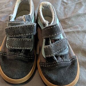 Vans Kids Black and Gray Velcro Sneakers